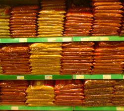 neatly stacked spices in Sharif & Sons